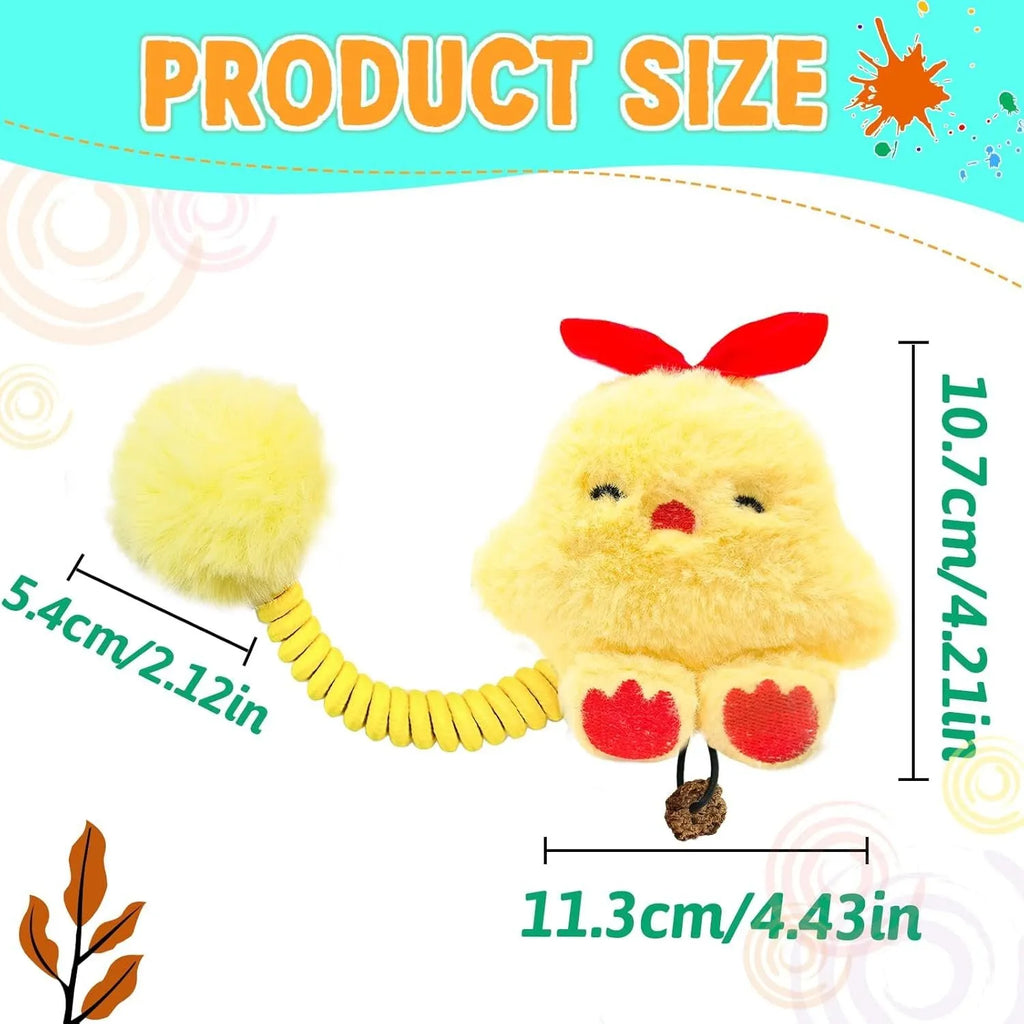 Plush cat toys with silvervine fruit and stretch springs in animal designs including frog, pig, star, rabbit, chicken, and panda