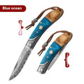 VG10 stainless steel folding pocket knife with dovetail pattern handle in blue or red colour