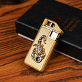 F284 zinc alloy gas lighter in compact metal housing, gold finish, 65mm length