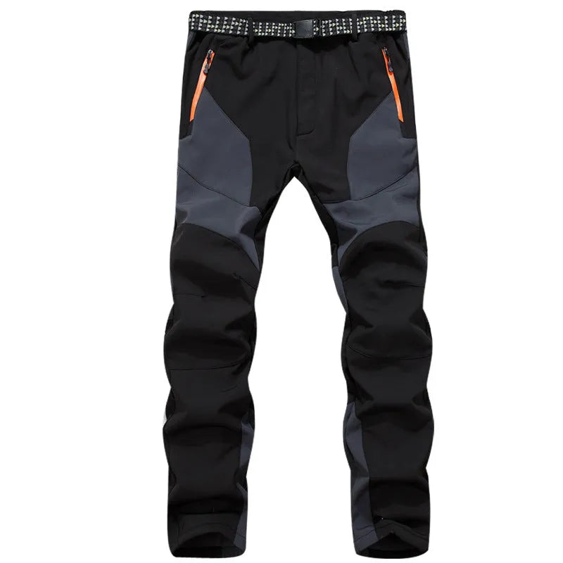 Men's outdoor breathable waterproof windproof colour-matching polyester pants in navy blue lake blue