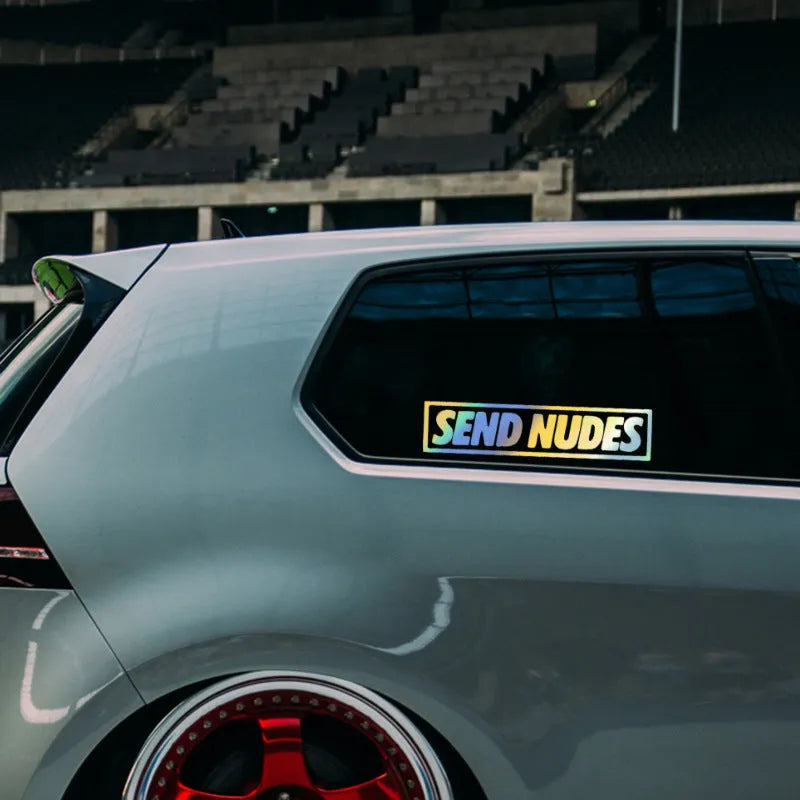 20 cm by 5 cm rectangular automobile vinyl sticker on a car body panel.