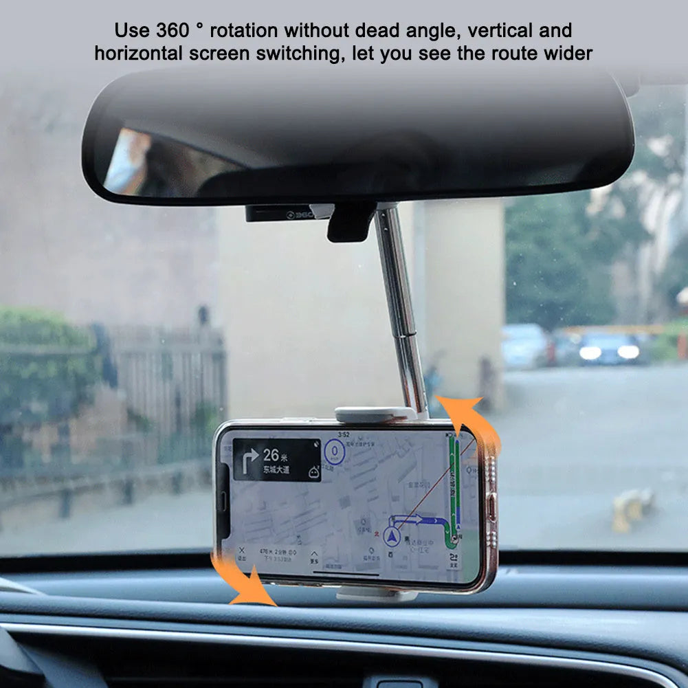 Car windscreen phone holder with 360-degree rotation mechanism and foam-lined smartphone cradle