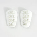 Pair of football shin guards for S and XS size in black, blue, white, or white-black colour.