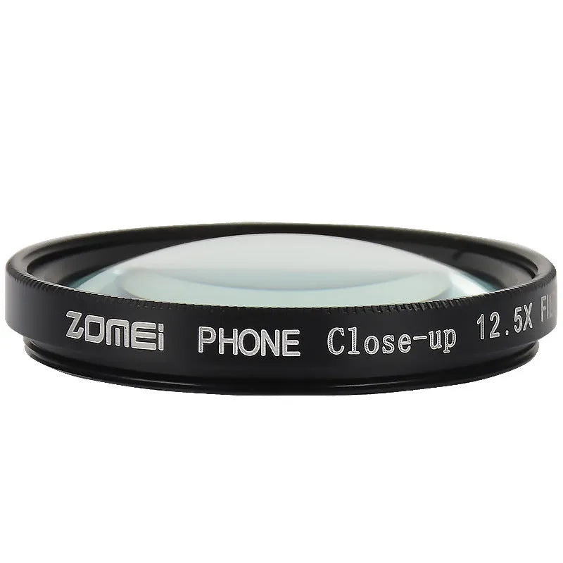 Smartphone macro close-up lens with 37mm diameter aluminum alloy frame and clip attachment