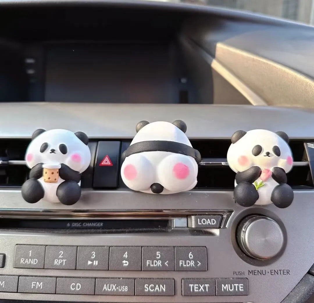 Cute panda car air freshener decoration on vehicle vent with three design options