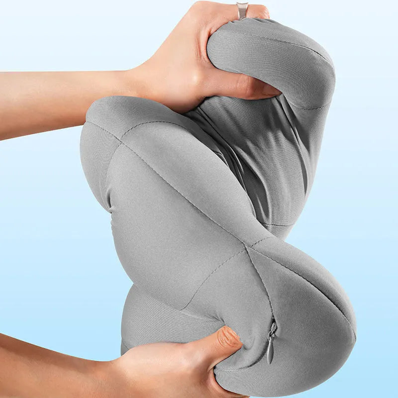 Grey and orange memory foam head restraint and lumbar pillow set for lorry cab.