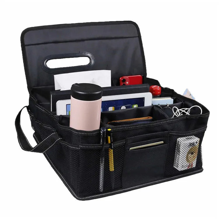 Black Oxford cloth car trunk storage box with dimensions 33cm by 33cm by 16cm