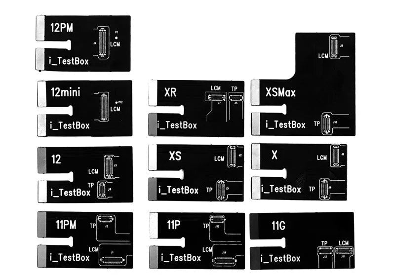 Intelligent mobile phone screen tester with connectors for Apple and Android smartphones
