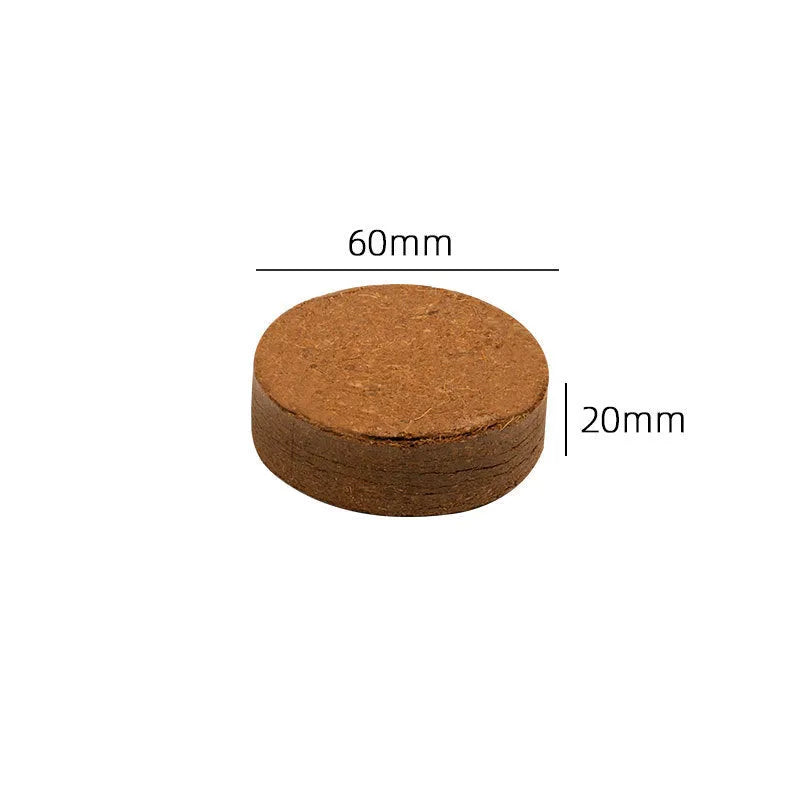 Compressed nutrient soil blocks for vegetable planting and seedling growth in various sizes.