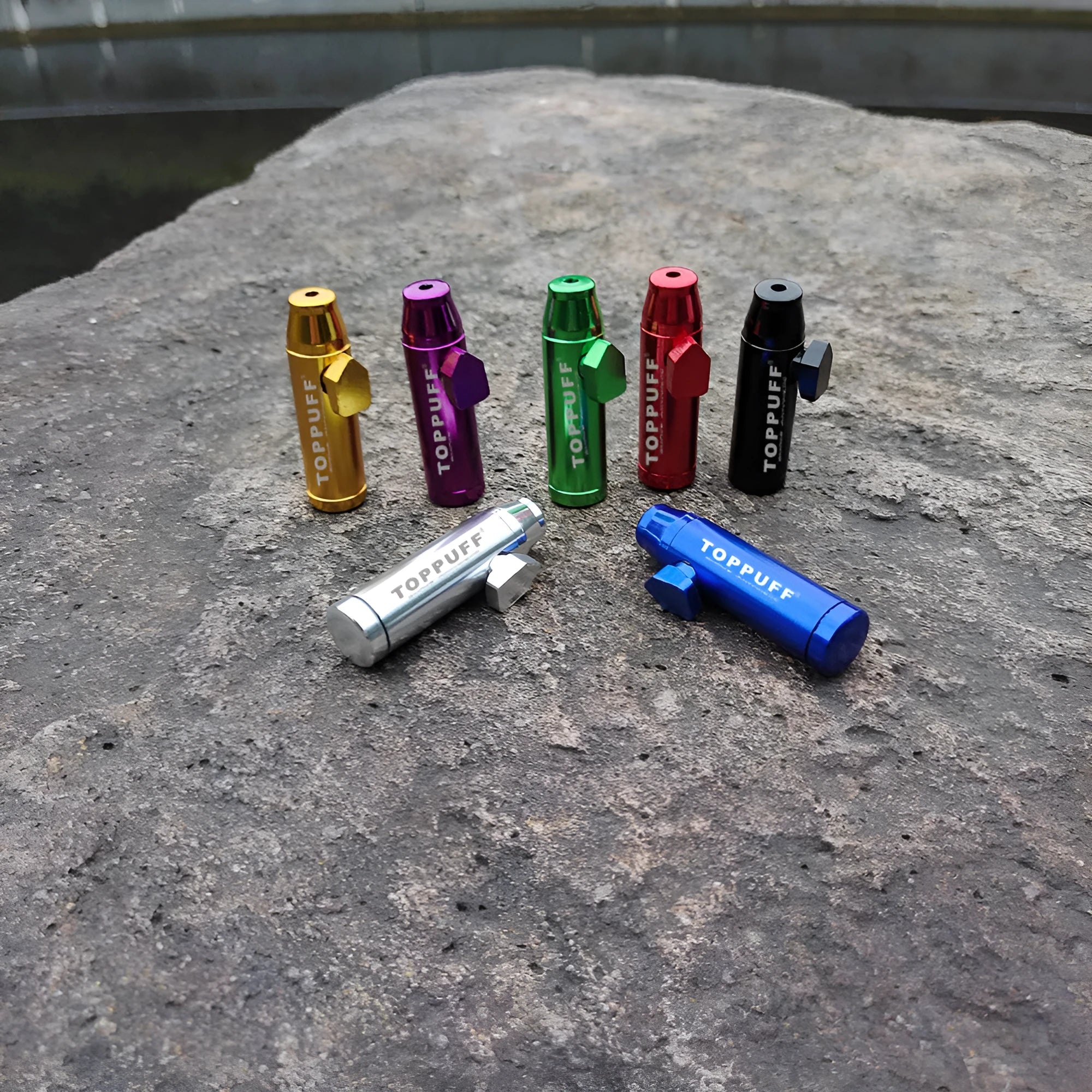 Aluminium alloy cigarette holder metal pipe with flat head bullet snuff design in seven colours