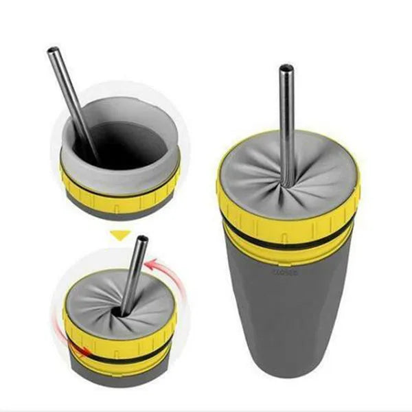 Twist Cup double-walled insulated travel tumbler with cartoon pattern and silicone seal
