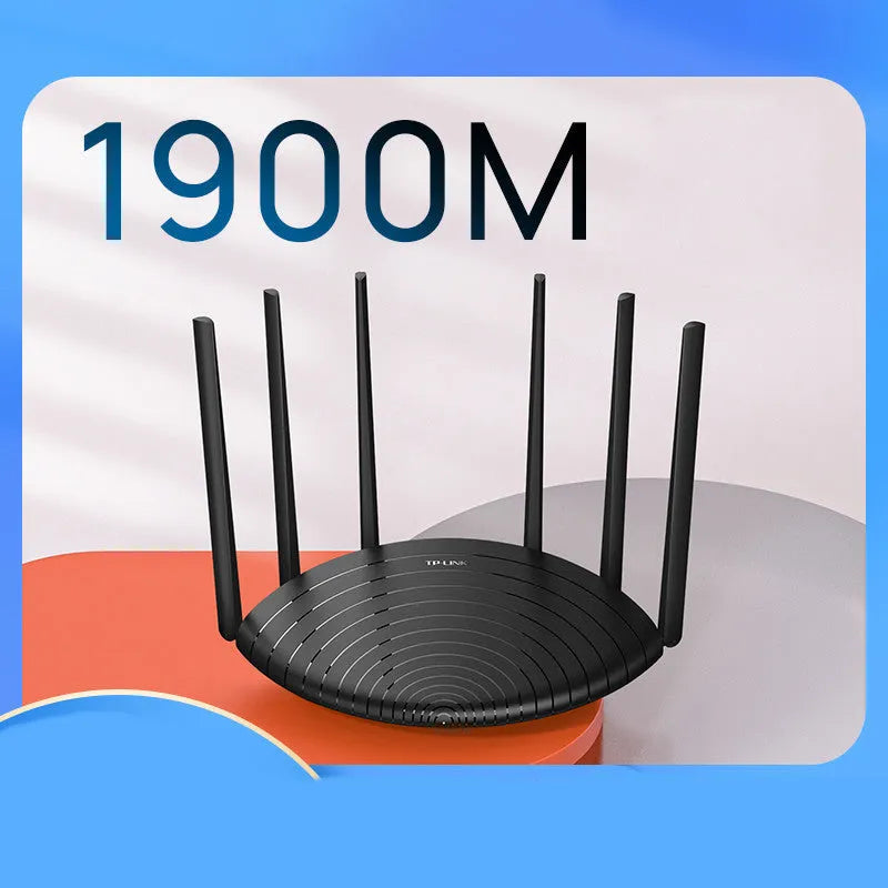 AC1900 Gigabit wireless router with compact black design showing easy-display interface