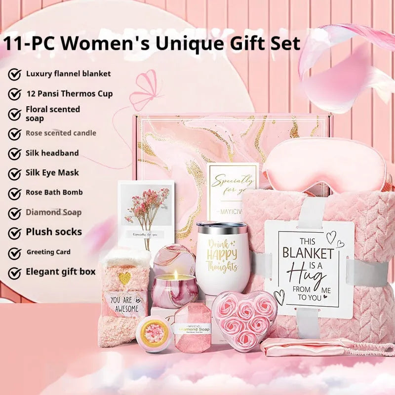 Aromatherapy bathroom gift set with candle and soap bath products in modern style packaging.