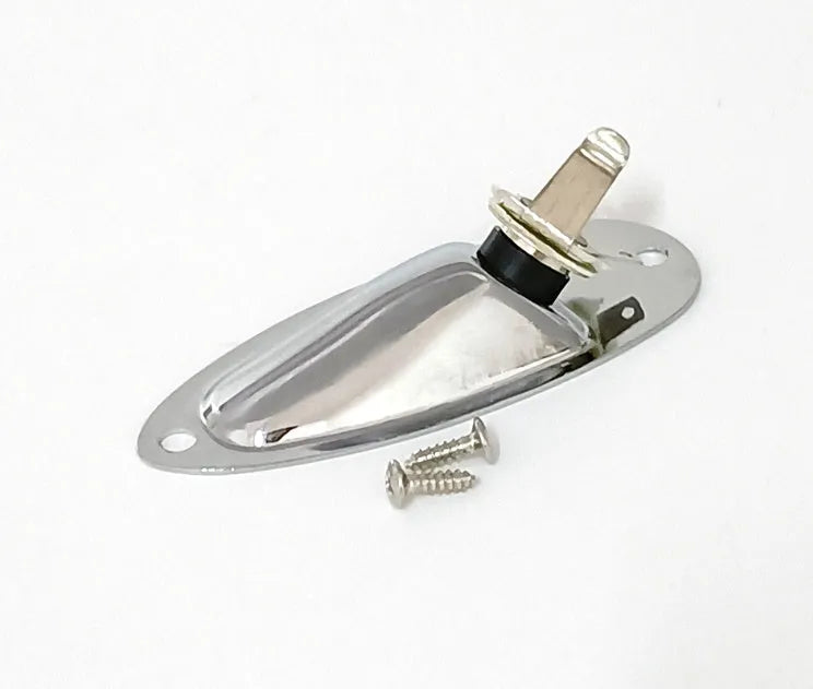 Black and silver electric guitar output jack socket connector for guitar repair