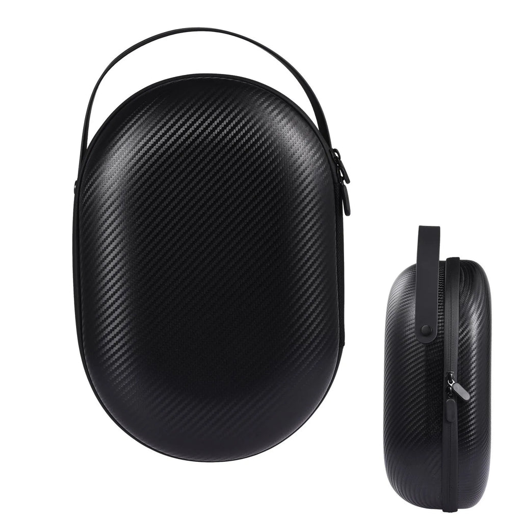 Apple Vision Pro in black twill EVA storage bag with sewn seams and compact shape