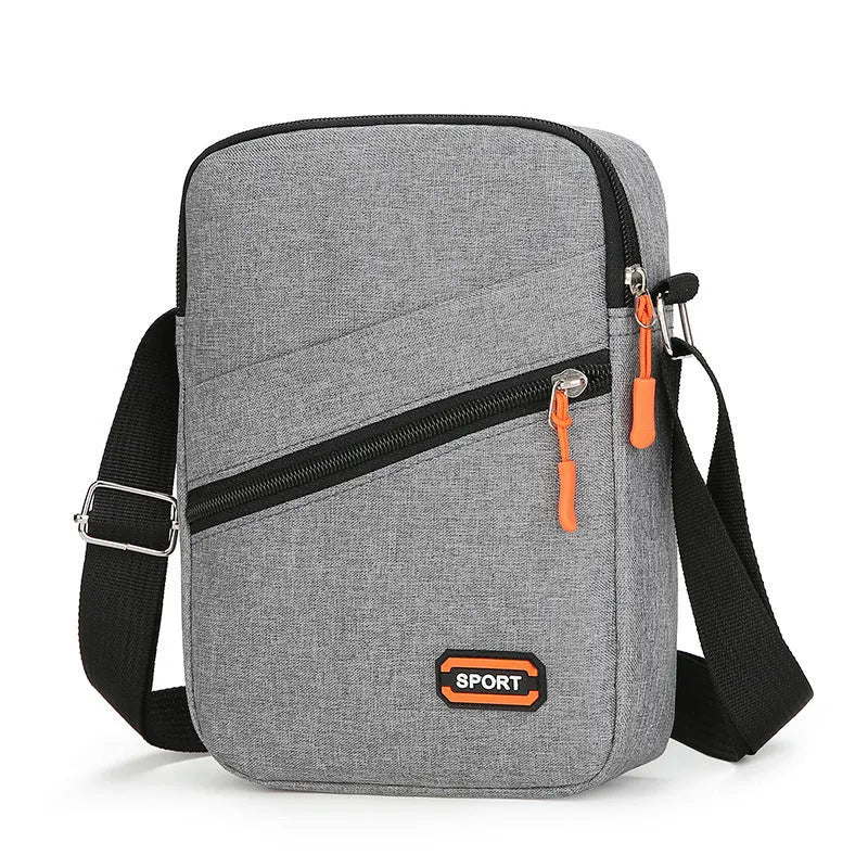 Oxford cloth crossbody commuter bag in silver grey, black or navy blue with ultra-light design