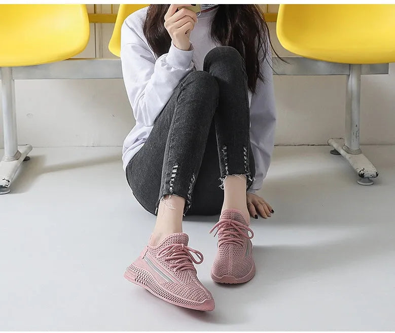 Casual travel shoes for women with soft sole denim upper in pink, black, white, grey colours