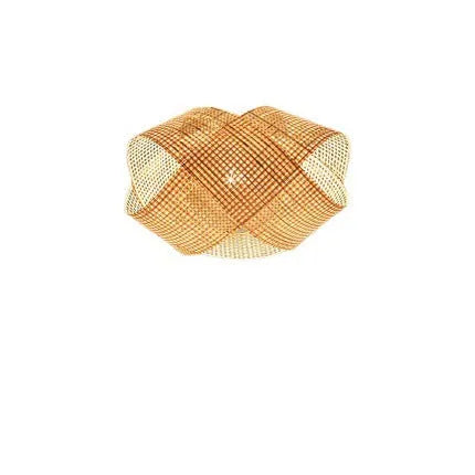 Bamboo woven rattan ceiling lamp with adjustable height mechanism in New Chinese style