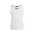 Men's loose sleeveless waistcoat in black, showing round neck and pullover design.