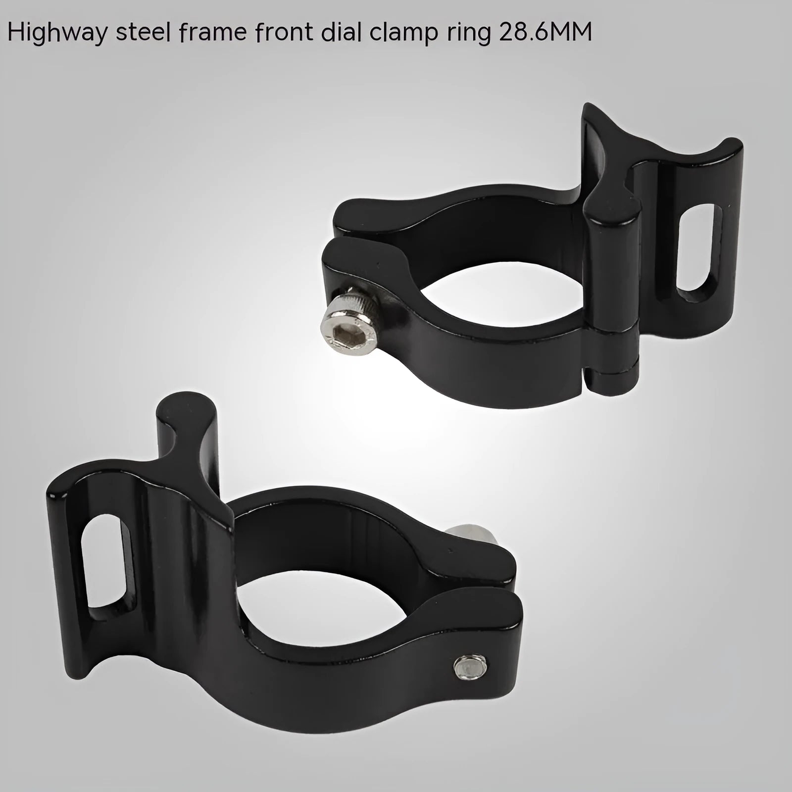 Black aluminium alloy clamp ring for vehicle hoses measuring 28.6mm in diameter