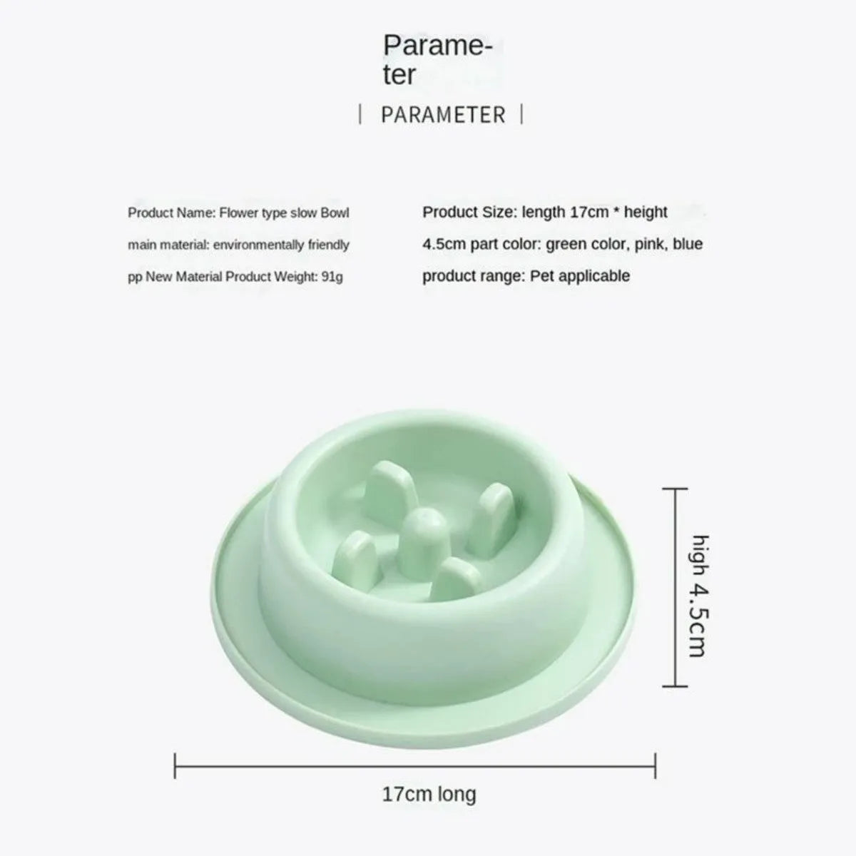 Blue slow feeder dog bowl with raised maze pattern for anti-choke feeding