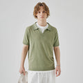Men's solid colour knitted short-sleeved polo collar t-shirt on a hanger