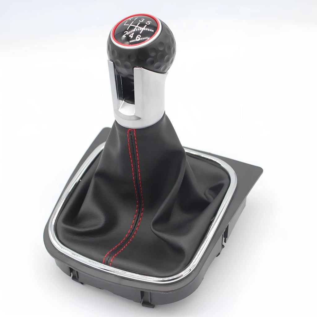 Leather manual gear lever handball for Volkswagen Golf models 5, 6, and 7.