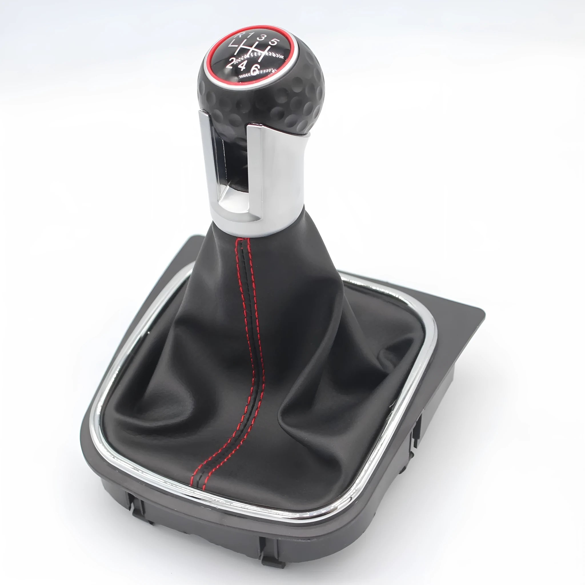 Leather manual gear lever handball for Volkswagen Golf models 5, 6, and 7.
