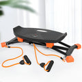 Black mini fitness skiing machine folded to 77x32x17cm with elastic hand straps