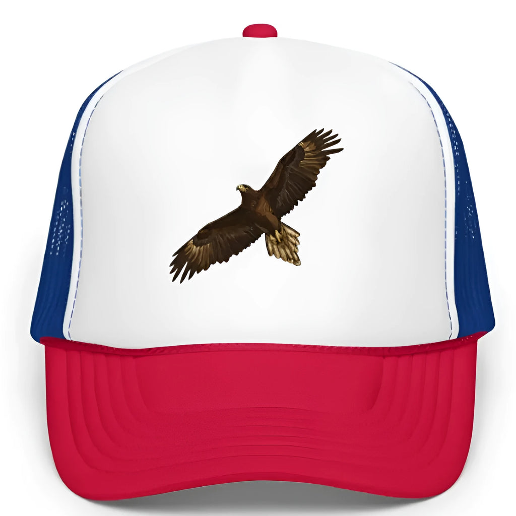 Red Sponge Hawk embroidery baseball cap with dome top and polyester fabric for sunshade