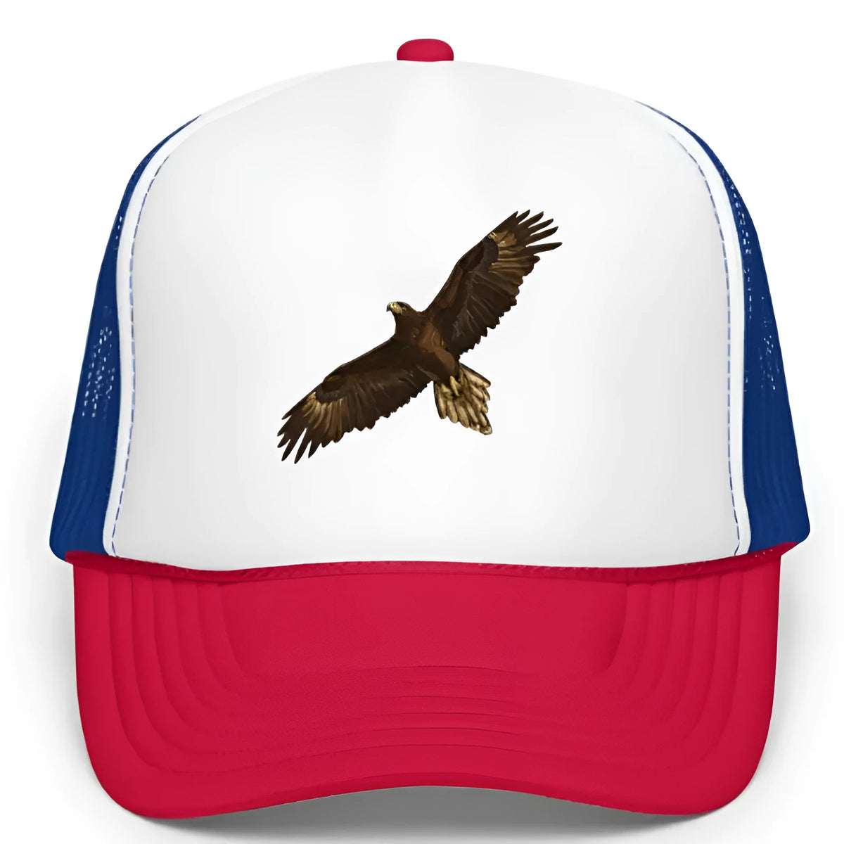 Red Sponge Hawk embroidery baseball cap with dome top and polyester fabric for sunshade
