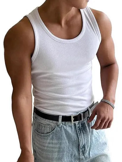 Men's tight-fit round neck workout t-shirt in polyester with wool lining, shown on a mannequin.
