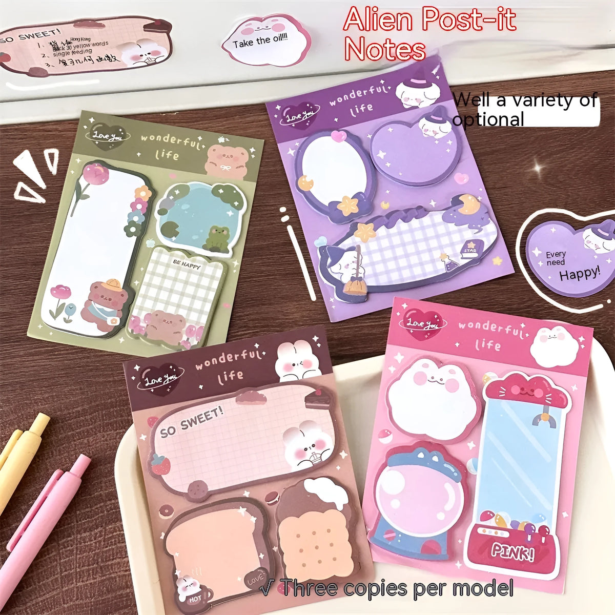 Cartoon combination sticky notes 60 pages special-shaped stickers 10x13cm paper notepad