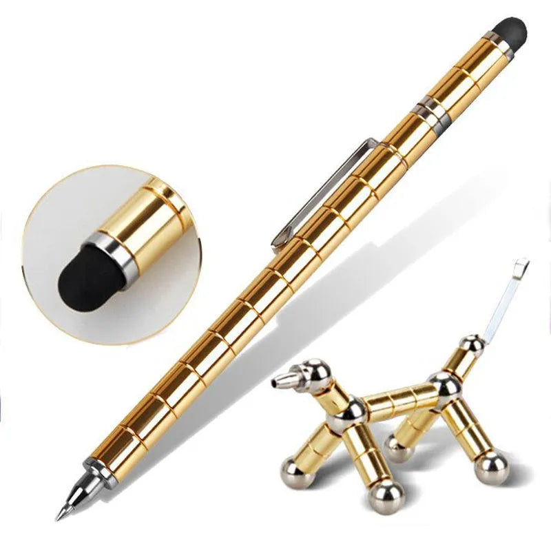 Magnetic polar pen with modular magnetic rings and steel balls, 0.5mm tip, and capacitive head