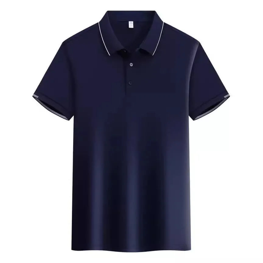 Cotton blend short sleeve polo shirt in loose fit showing colour options