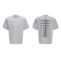 Men's snake pupil backbone embroidered heavy rivet short sleeve pure cotton T-shirt in cool black, loose fit pullover style