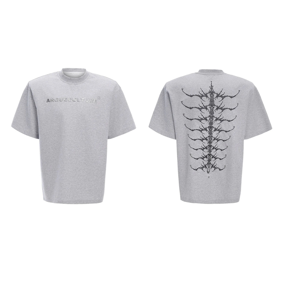 Men's snake pupil backbone embroidered heavy rivet short sleeve pure cotton T-shirt in cool black, loose fit pullover style