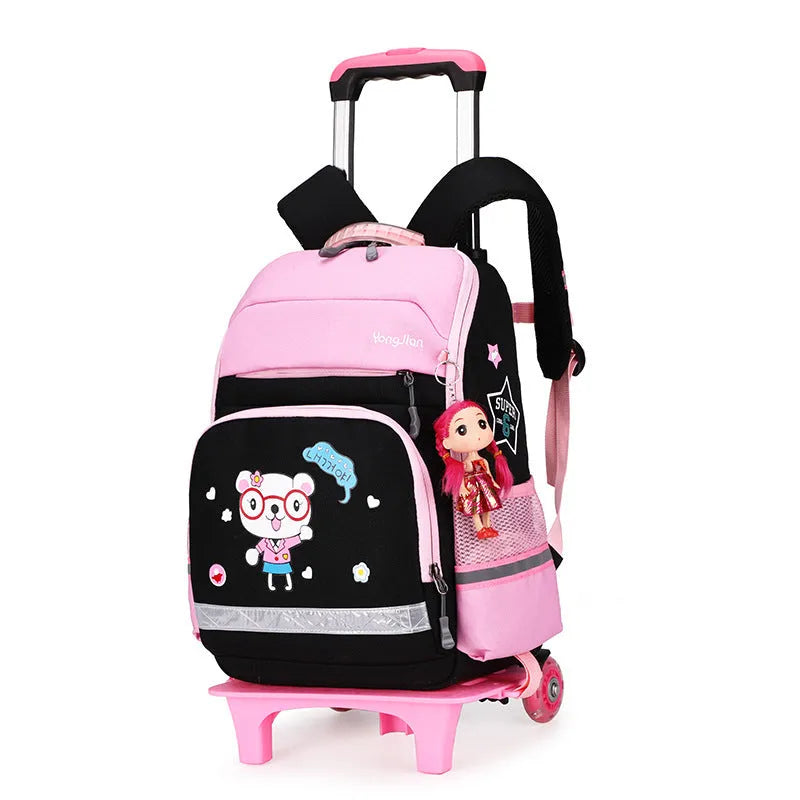 Korean detachable trolley backpack for elementary school students in red or black