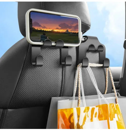 Two-piece car multifunction hook set made from black ABS material