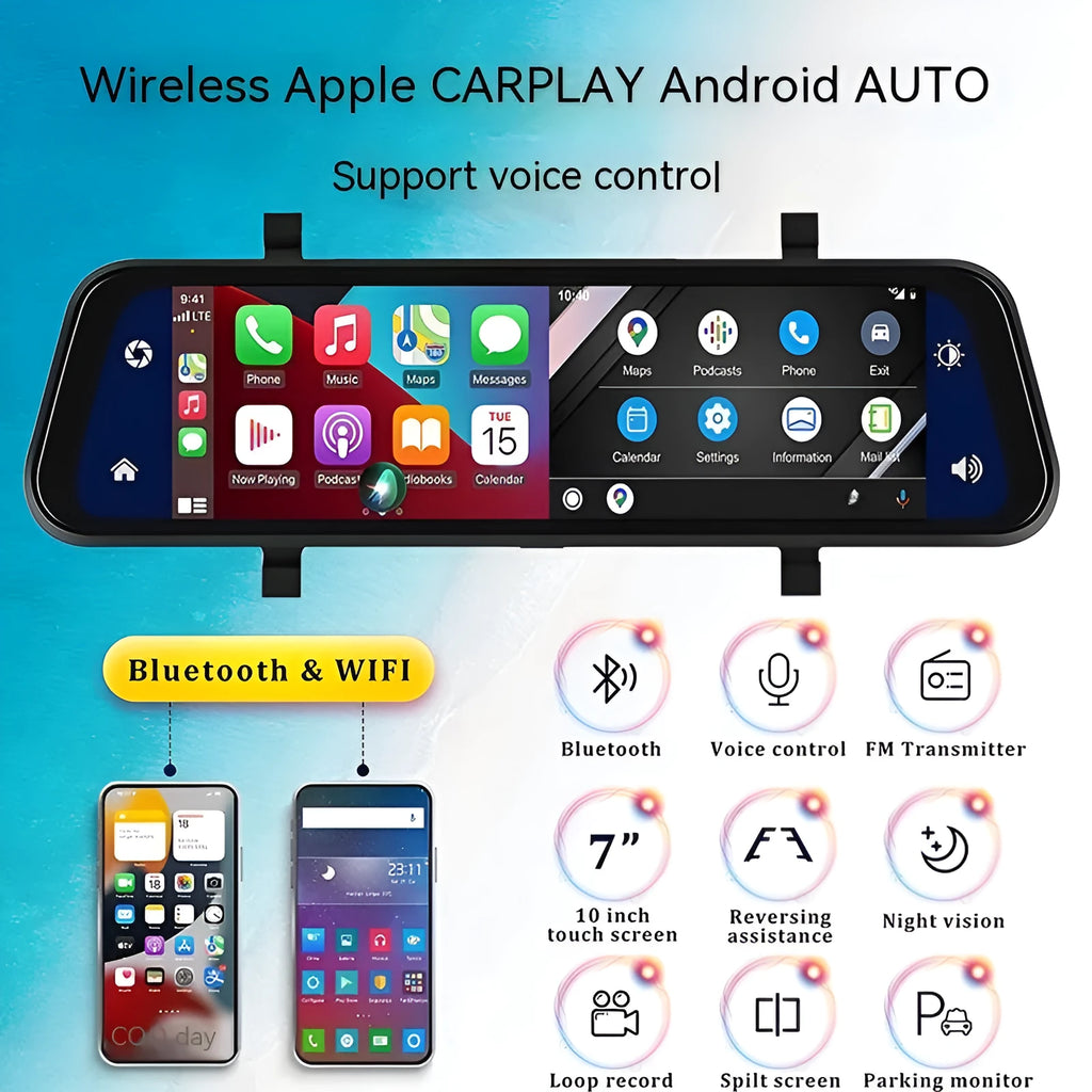9-inch portable car GPS navigation system with touch screen and dual camera recording