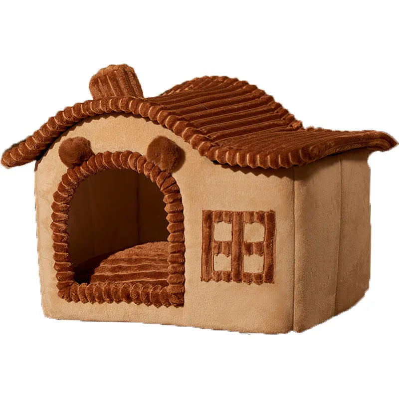 Winter Warm Villa enclosed cat litter box in grey, PP cotton, size S, indoor use