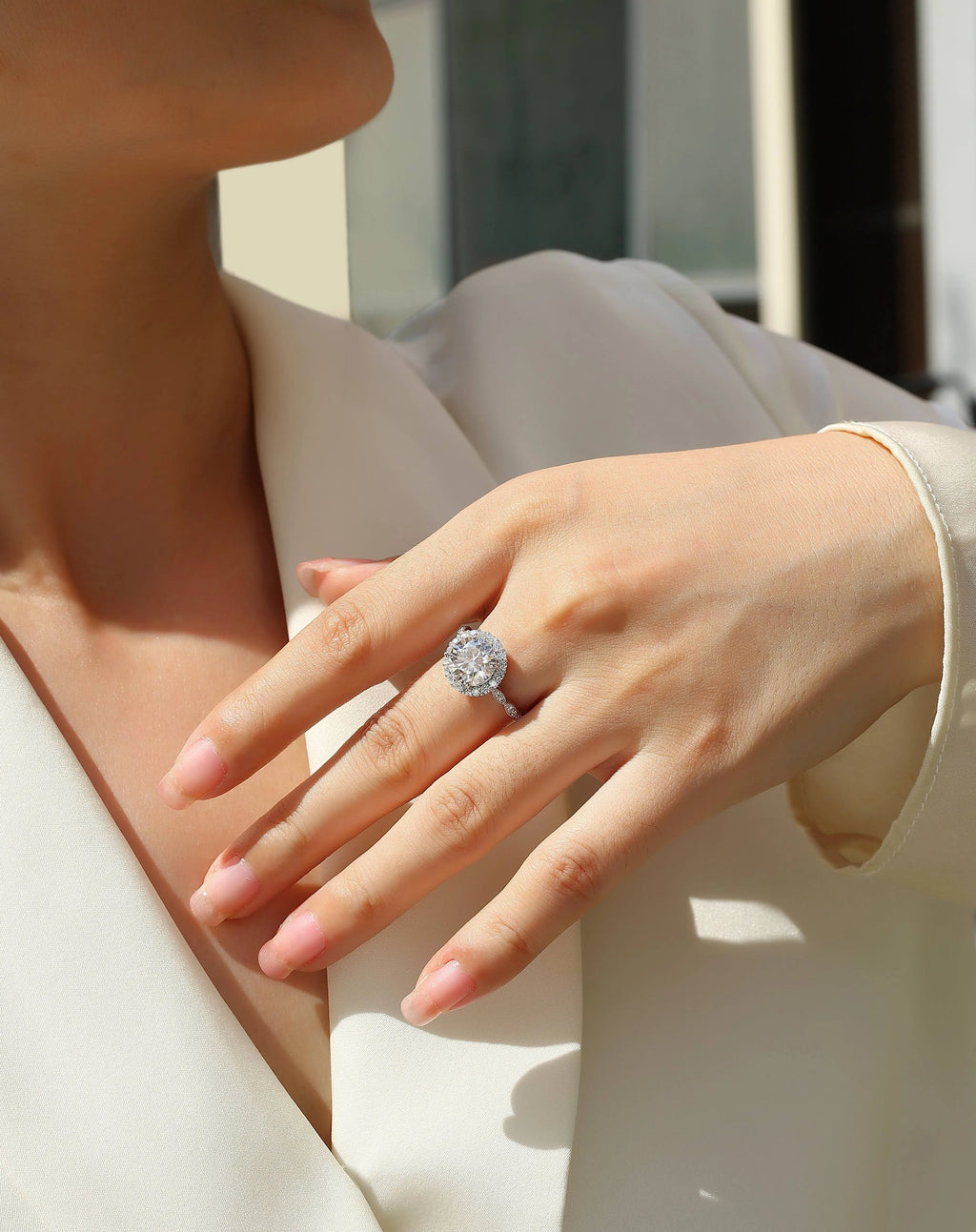 3-carat moissanite wedding ring set with S925 silver platinum plating in gift box