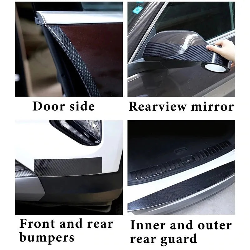 Car door anti-collision strip with carbon fiber pattern in multiple width and length options