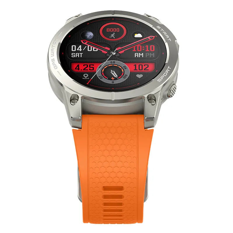S53 Outdoor GPS Sports Smart Watch with black silicone wristband and zinc alloy frame