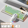 Blue white wireless mechanical keyboard and mouse combo with USB-C cable