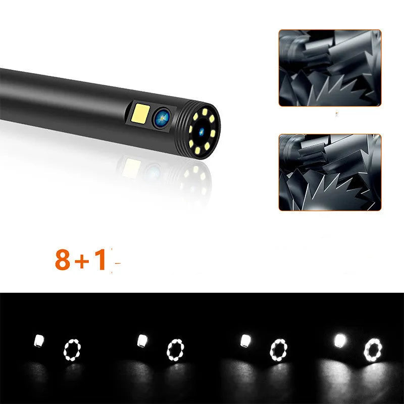 F300 wireless dual lens endoscope with 5.5mm and 8mm IP68 waterproof probes and accessories