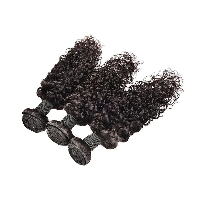 Real human hair water wave extension wig piece in natural colour, 8 to 30 inch, single pack