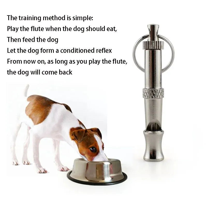 Metallic-coloured adjustable ultrasonic dog whistle with brass electroplated nickel construction