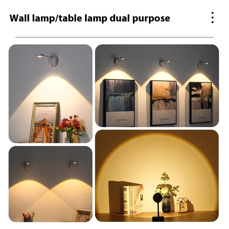 Modern geometric rechargeable wireless wall lamp spotlight in white or black with remote control