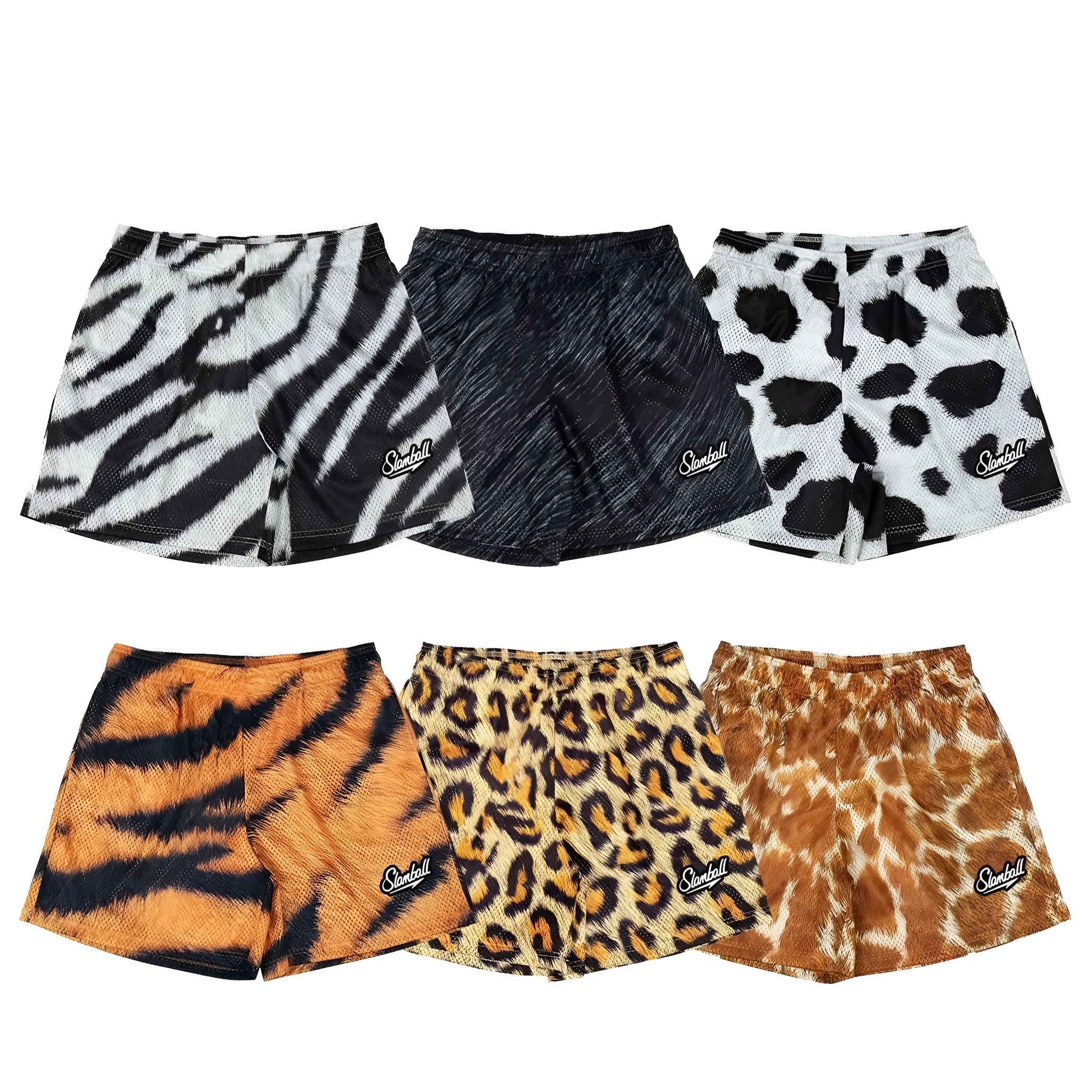 Men's leopard print quick-dry sports shorts with animal pattern design for basketball and gym workouts